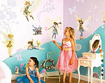 create a magical and enchanting room where Fairies sparkle with 37 irresistible room stickers and a generous sprinkling of re-stickable fairy dust. Disney Fairies Giant Stickers Room Make Over Kit. Have you met Tinker Bell and her friends yet? Re-create Pixie Hollow in your little girl's bedroom and she too can join in the magical world of Tink and her Fairy friends. You can use these fun and creative wall stickers to decorate a bedroom and you can also coordinate with other available decor items available in the Disney Fairies theme which include a pendant light shade, maxi sticker and foam elements. Create a country cottage fairy themed bedroom.