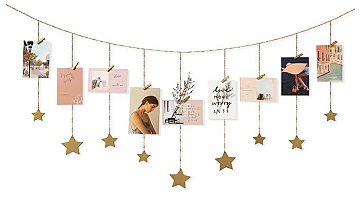 Photo Display Wood Stars Garland with Chains Picture Frame Collage  blank wall decorations